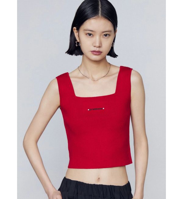 EMODA「ストーンロゴニットタンクトップ」|Tシャツ・カットソー|レッド