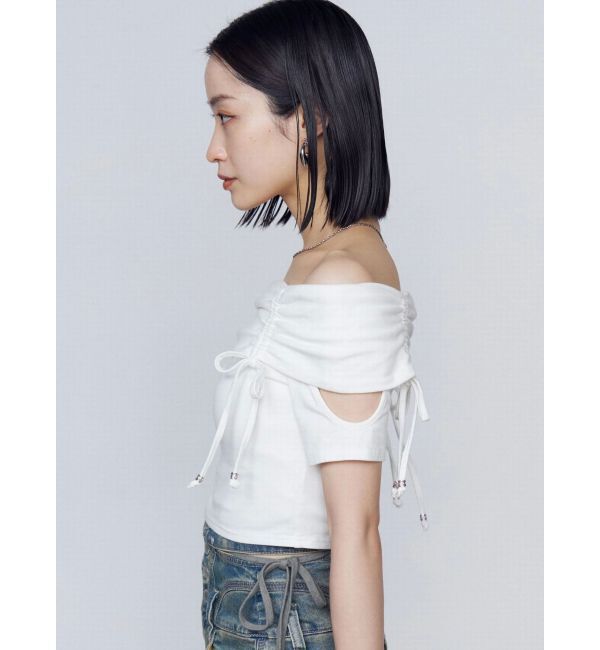 EMODA「ギャザーオフショルダーリボントップ」|Tシャツ・カットソー|