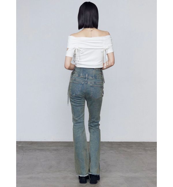 EMODA「ギャザーオフショルダーリボントップ」|Tシャツ・カットソー|