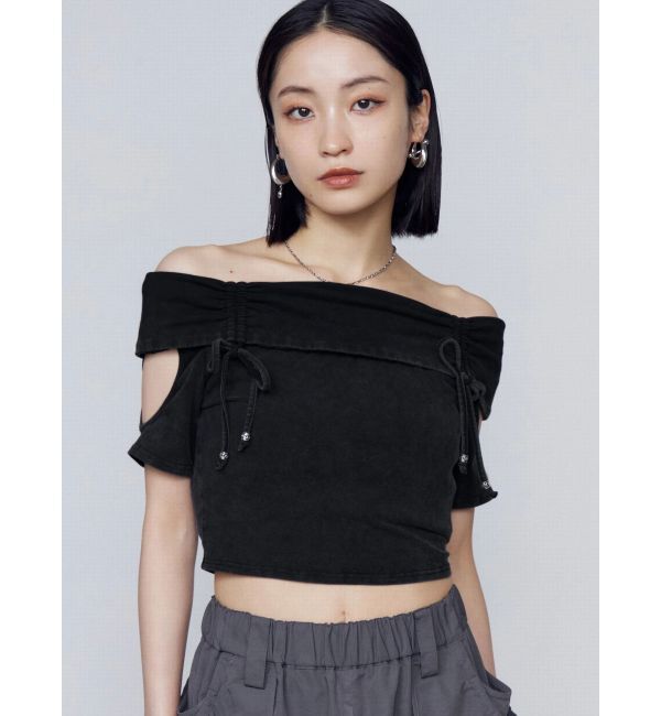 EMODA「ギャザーオフショルダーリボントップ」|Tシャツ・カットソー|