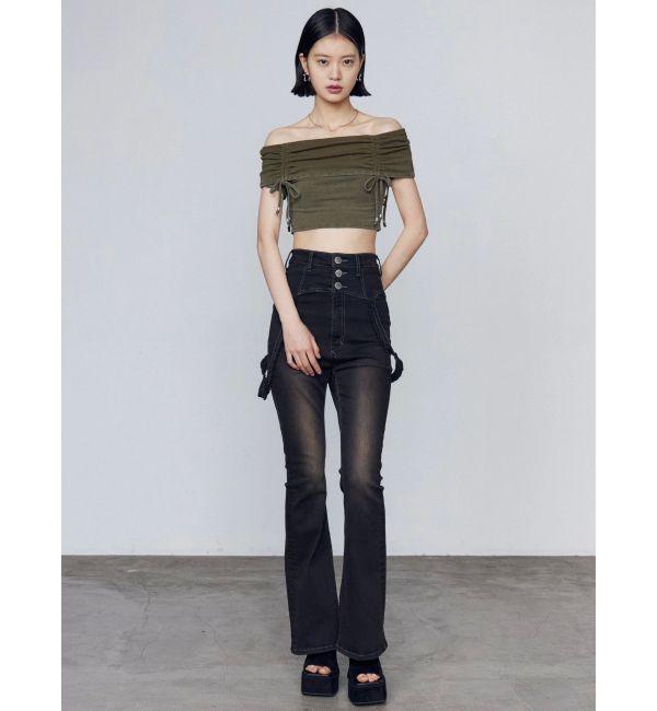 EMODA「ギャザーオフショルダーリボントップ」|Tシャツ・カットソー|