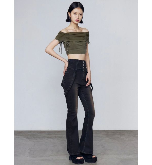 EMODA「ギャザーオフショルダーリボントップ」|Tシャツ・カットソー|