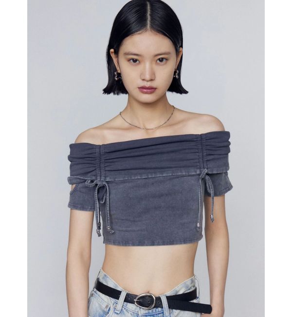EMODA「ギャザーオフショルダーリボントップ」|Tシャツ・カットソー|