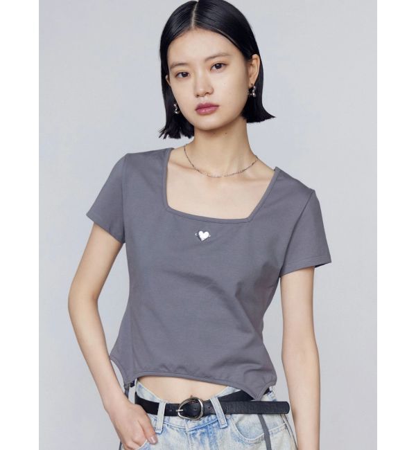 EMODA「スクエアネックギャザートップ」|Tシャツ・カットソー|グレー