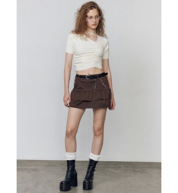 EMODA「チョーカーギャザーショートスリーブニット」|ニット・セーター|