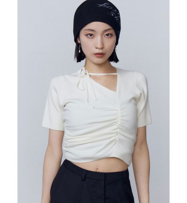EMODA「チョーカーギャザーショートスリーブニット」|ニット・セーター|