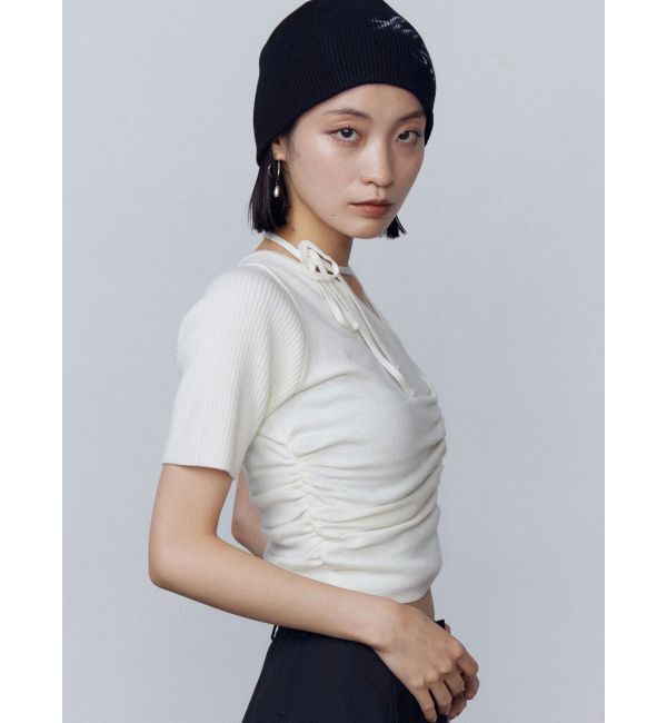 EMODA「チョーカーギャザーショートスリーブニット」|ニット・セーター|