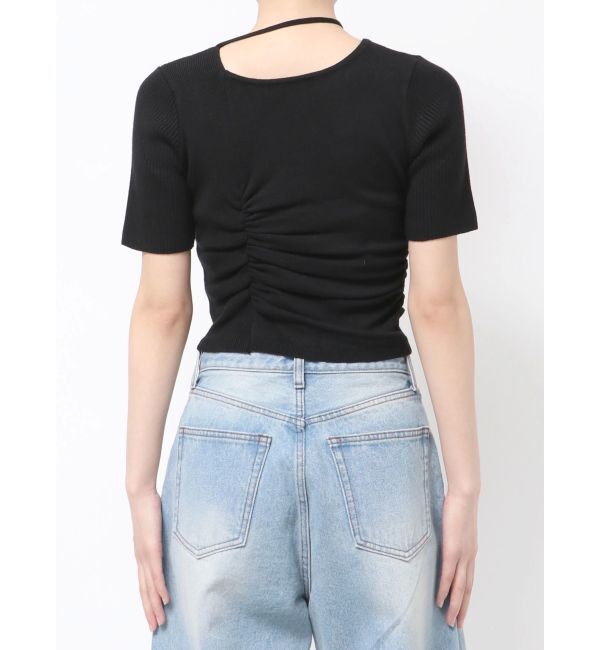 EMODA「チョーカーギャザーショートスリーブニット」|ニット・セーター|