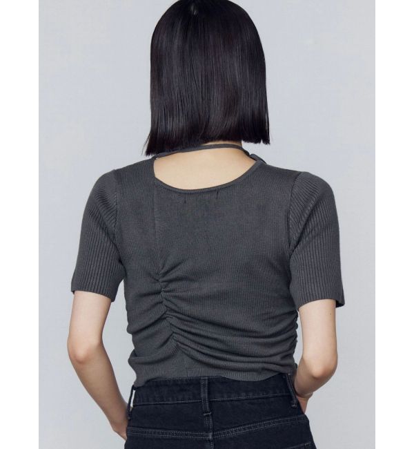 EMODA「チョーカーギャザーショートスリーブニット」|ニット・セーター|