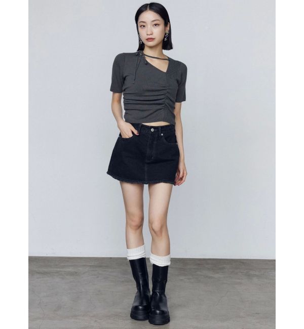 EMODA「チョーカーギャザーショートスリーブニット」|ニット・セーター|