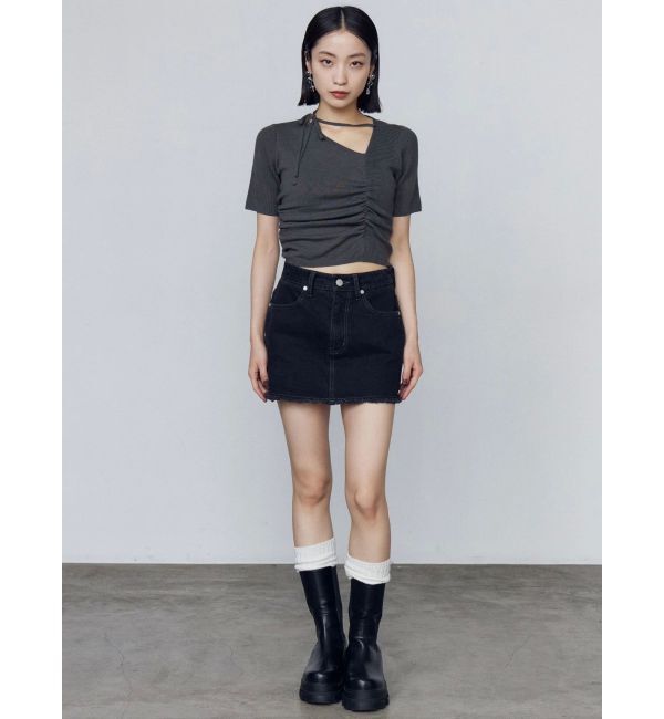 EMODA「チョーカーギャザーショートスリーブニット」|ニット・セーター|