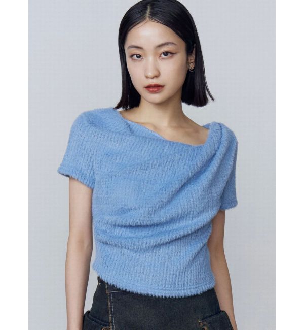 EMODA「テクスチャードレープトップ」|Tシャツ・カットソー|ブルー