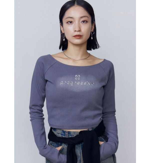 EMODA「ロゴクロップドロングスリーブTシャツ」|Tシャツ・カットソー|