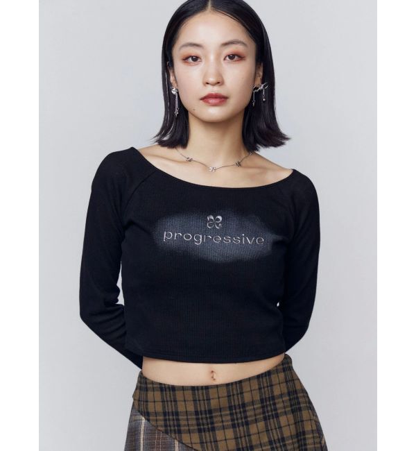 EMODA「ロゴクロップドロングスリーブTシャツ」|Tシャツ・カットソー|