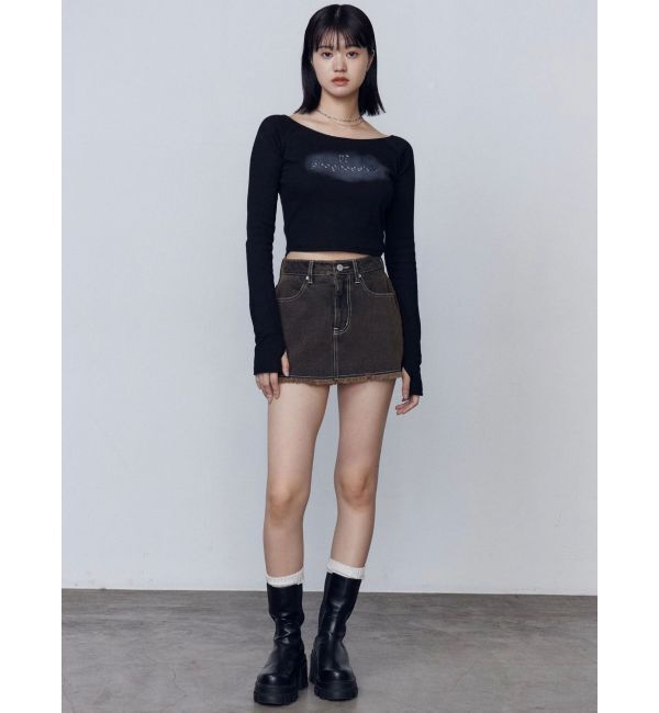 EMODA「ロゴクロップドロングスリーブTシャツ」|Tシャツ・カットソー|