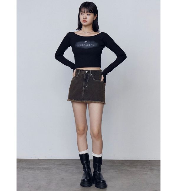 EMODA「ロゴクロップドロングスリーブTシャツ」|Tシャツ・カットソー|