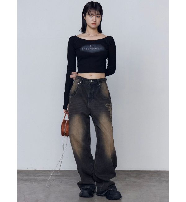 EMODA「ロゴクロップドロングスリーブTシャツ」|Tシャツ・カットソー|