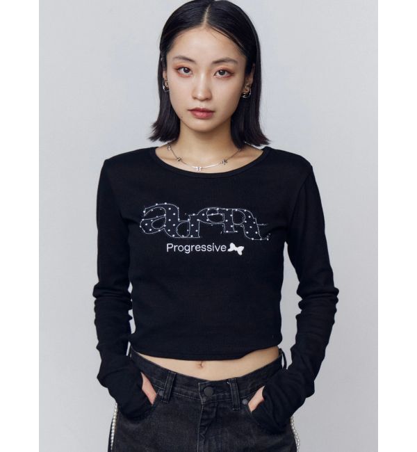 EMODA「ロゴパッチクロップロングスリーブTシャツ」|Tシャツ・カットソー|