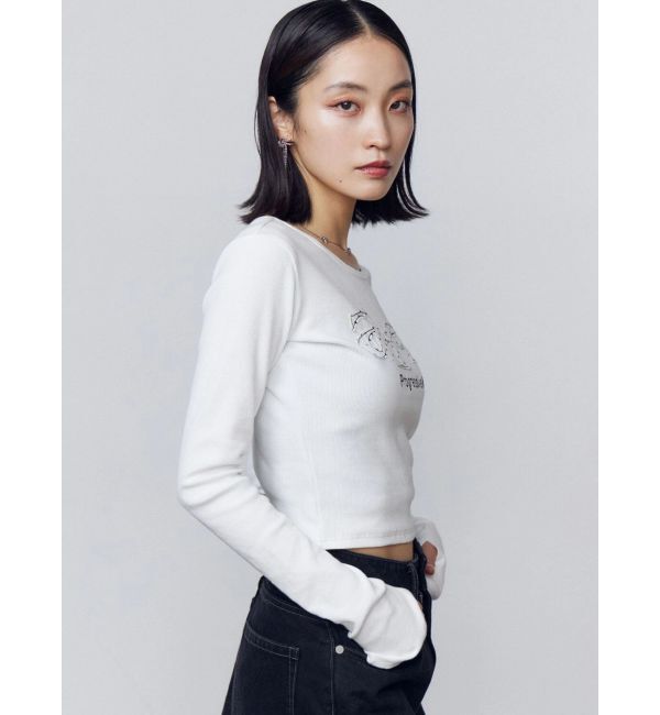 EMODA「ロゴパッチクロップロングスリーブTシャツ」|Tシャツ・カットソー|