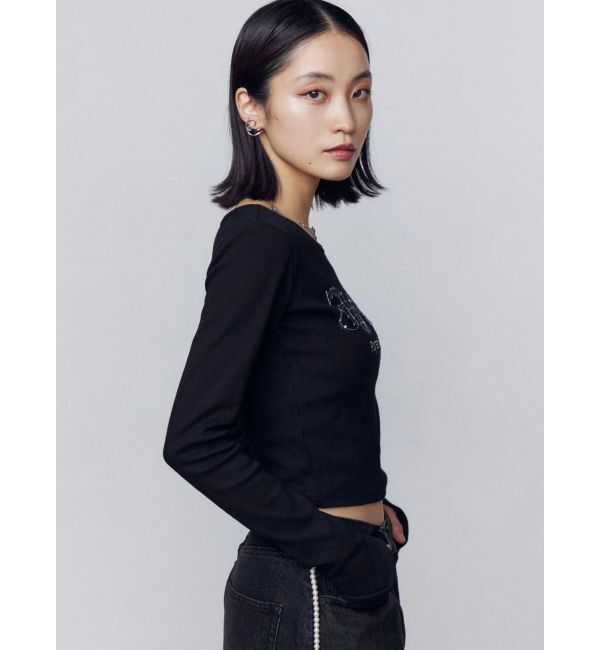 EMODA「ロゴパッチクロップロングスリーブTシャツ」|Tシャツ・カットソー|