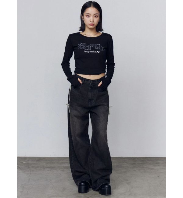 EMODA「ロゴパッチクロップロングスリーブTシャツ」|Tシャツ・カットソー|