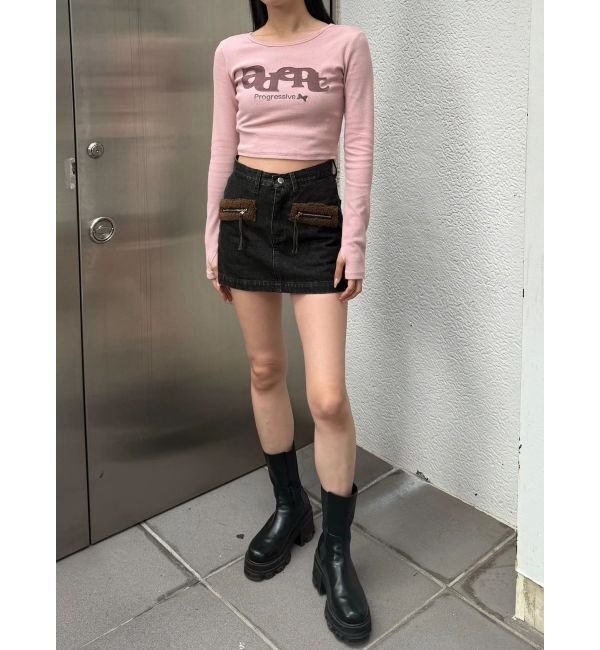 EMODA「ロゴパッチクロップロングスリーブTシャツ」|Tシャツ・カットソー|