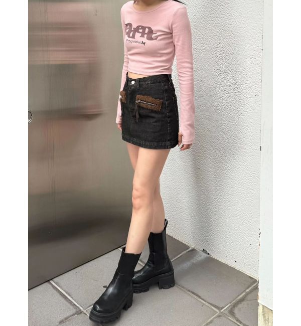 EMODA「ロゴパッチクロップロングスリーブTシャツ」|Tシャツ・カットソー|