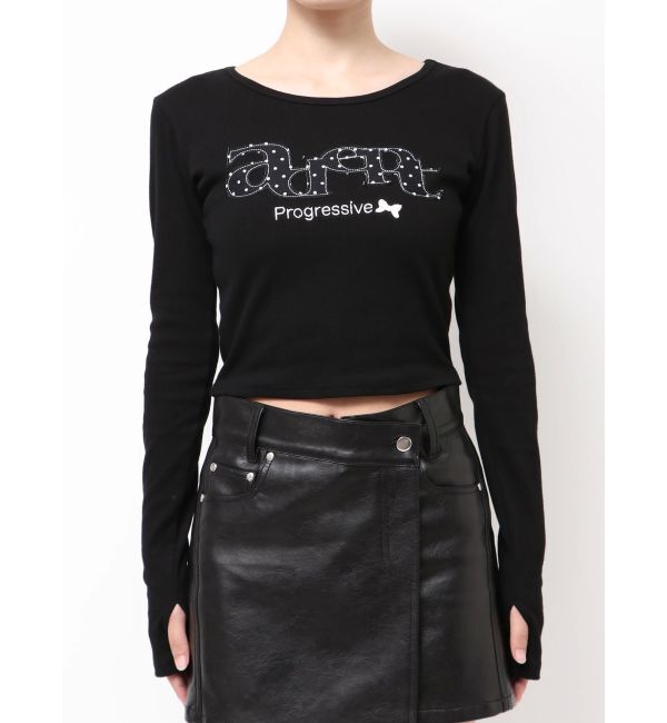 EMODA「ロゴパッチクロップロングスリーブTシャツ」|Tシャツ・カットソー|