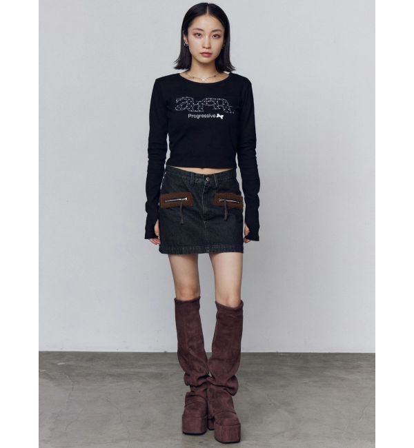 EMODA「ロゴパッチクロップロングスリーブTシャツ」|Tシャツ・カットソー|