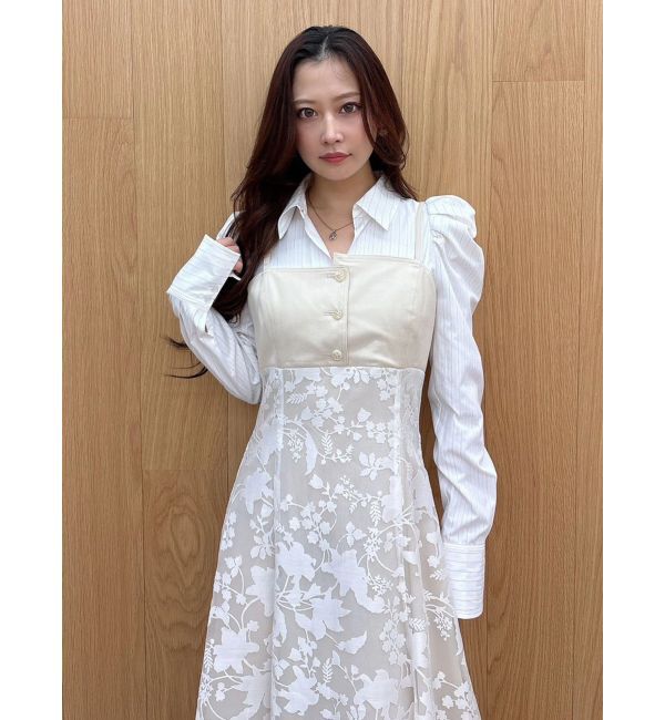 MERCURYDUO「アシメビスチェドッキングパワショルシャツワンピース」|ワンピース|