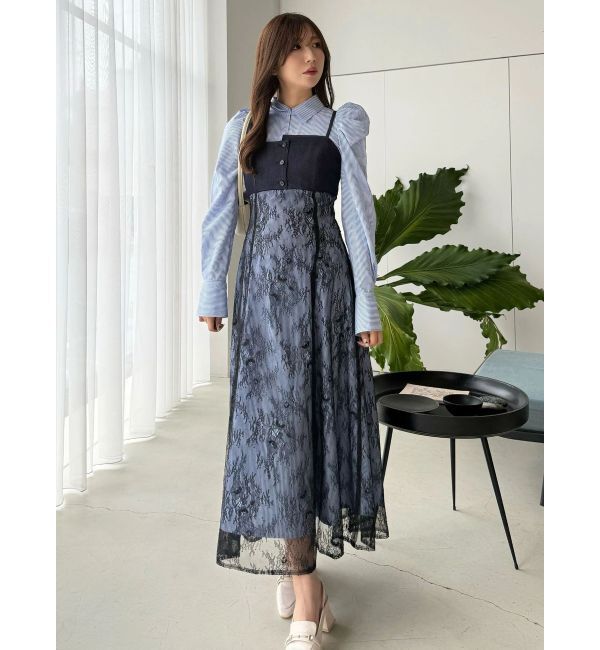 MERCURYDUO「アシメビスチェドッキングパワショルシャツワンピース」|ワンピース|