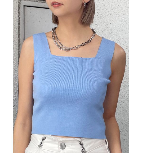 MURUA「クロップトスクエアニットタンク」|ニット・セーター|ブルー