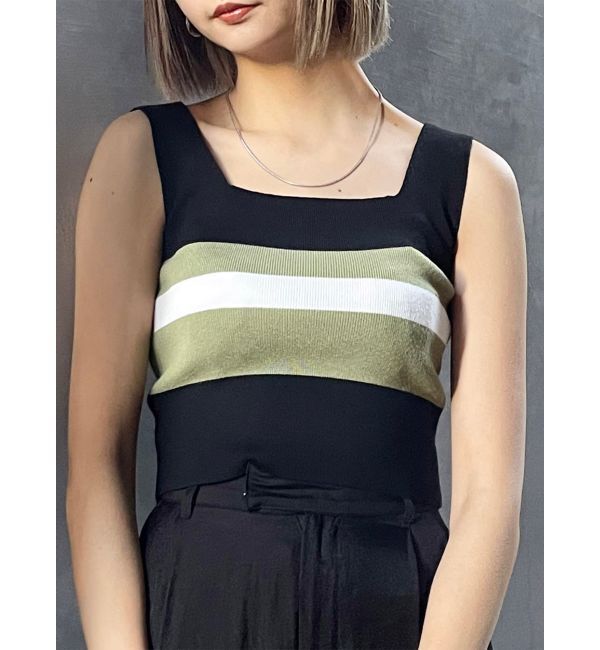 MURUA「クロップトスクエアニットタンク」|ニット・セーター|ダークミックス