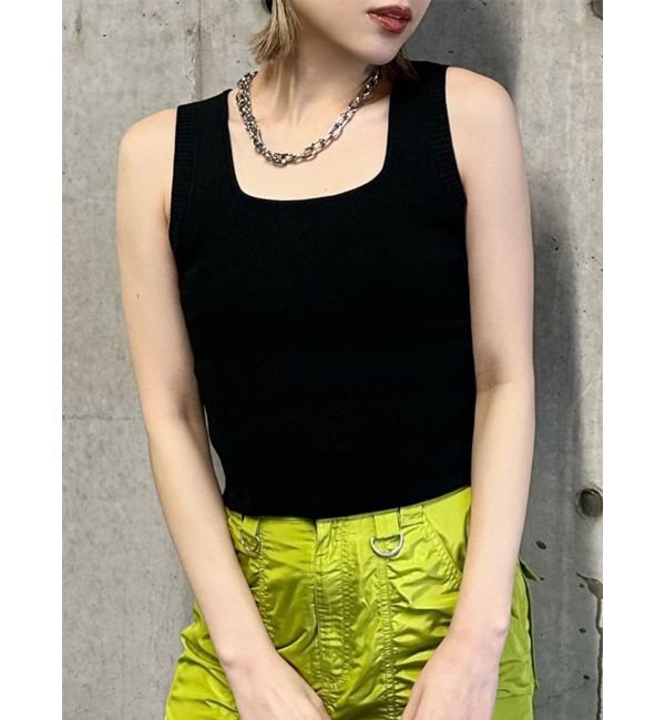 MURUA「スクエアミニマルタンク」|ニット・セーター|ブラック