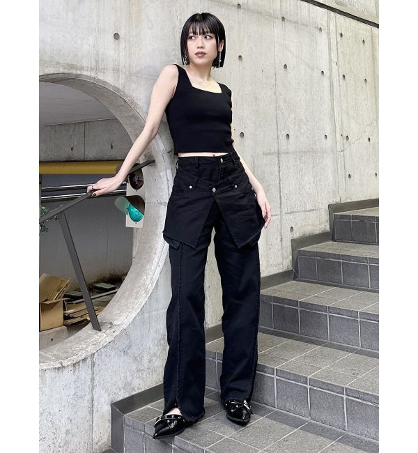 MURUA「スカートレイヤードデニム」|デニム|