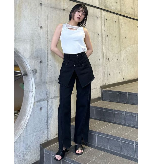 MURUA「スカートレイヤードデニム」|デニム|