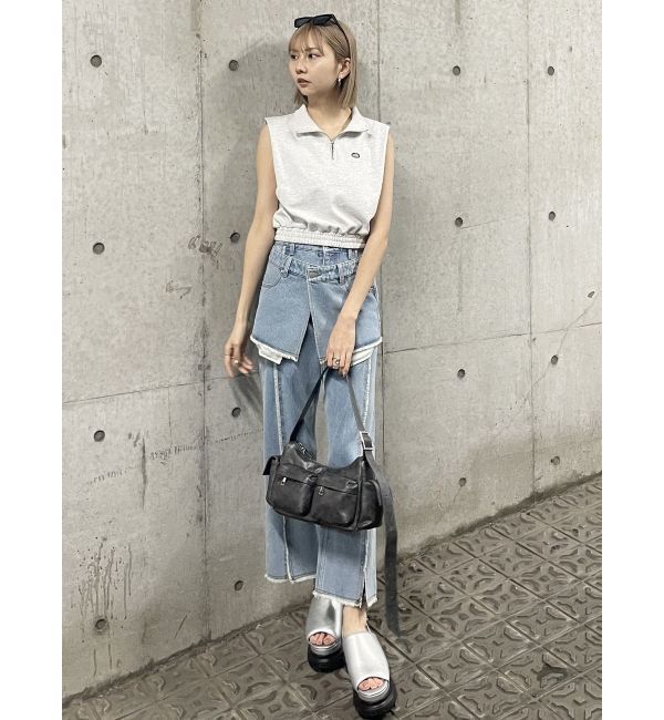 MURUA「スカートレイヤードデニム」|デニム|