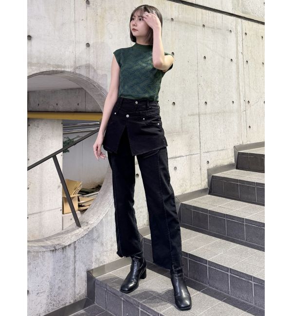 MURUA「スカートレイヤードデニム」|デニム|