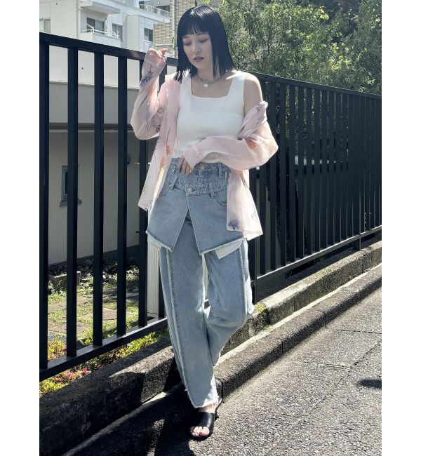 MURUA「スカートレイヤードデニム」|デニム|