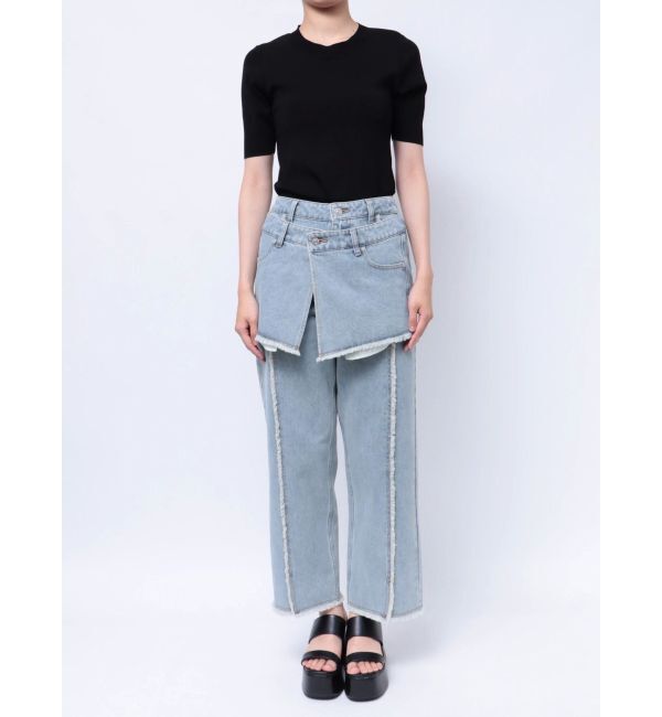 MURUA「スカートレイヤードデニム」|デニム|