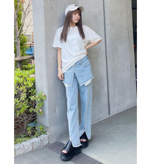 MURUA「スカートレイヤードデニム」|デニム|