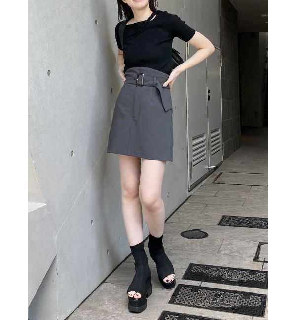 MURUA「ハイウエストベルトミニスカート」|スカート|