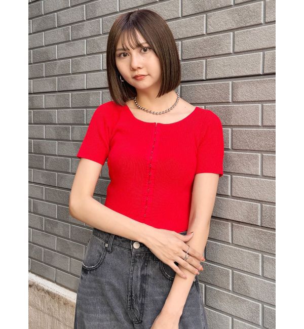 MURUA「ホックデザインハーフスリーブニット」|ニット・セーター|