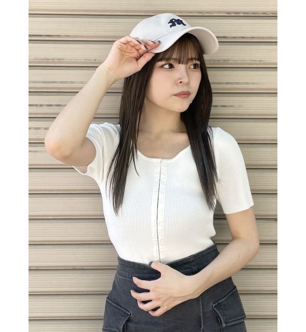 MURUA「ホックデザインハーフスリーブニット」|ニット・セーター|