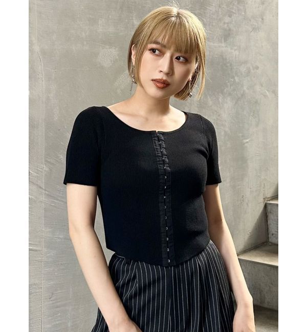 MURUA「ホックデザインハーフスリーブニット」|ニット・セーター|