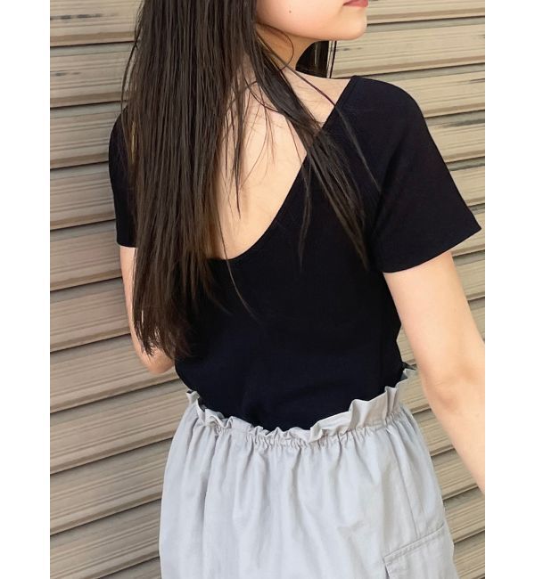 MURUA「バックシャンリブカットソー」|Tシャツ・カットソー|ブラック