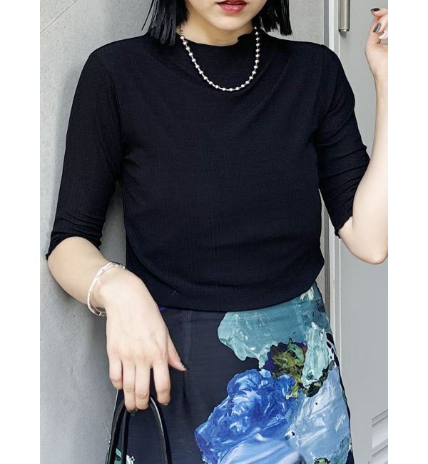 MURUA「ボトルネックシアーカットトップス」|Tシャツ・カットソー|ブラック