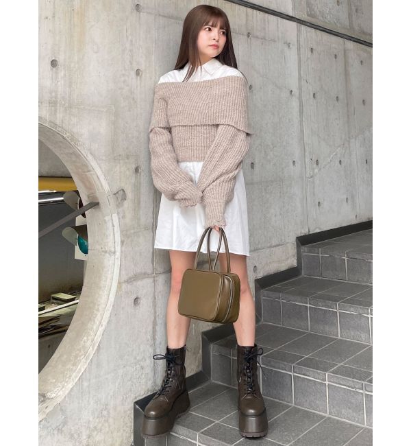 MURUA「オフショルニット&times;ミニシャツワンピSET」|ワンピース|