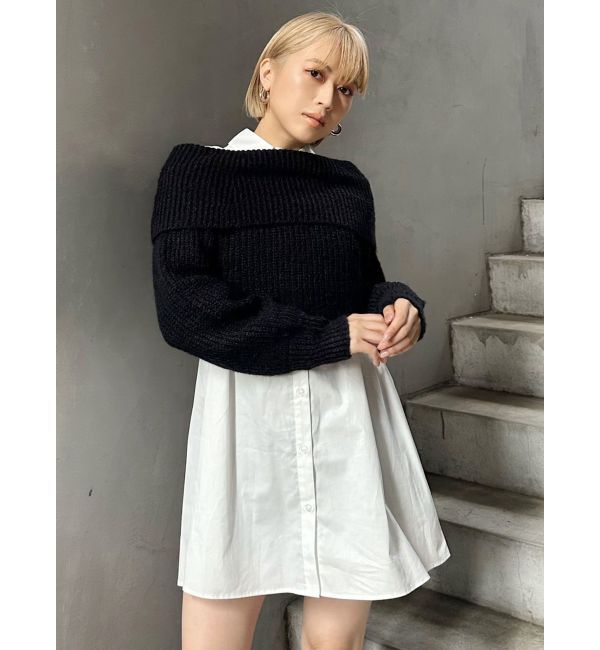 MURUA「オフショルニット&times;ミニシャツワンピSET」|ワンピース|