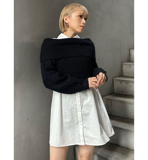 MURUA「オフショルニット&times;ミニシャツワンピSET」|ワンピース|